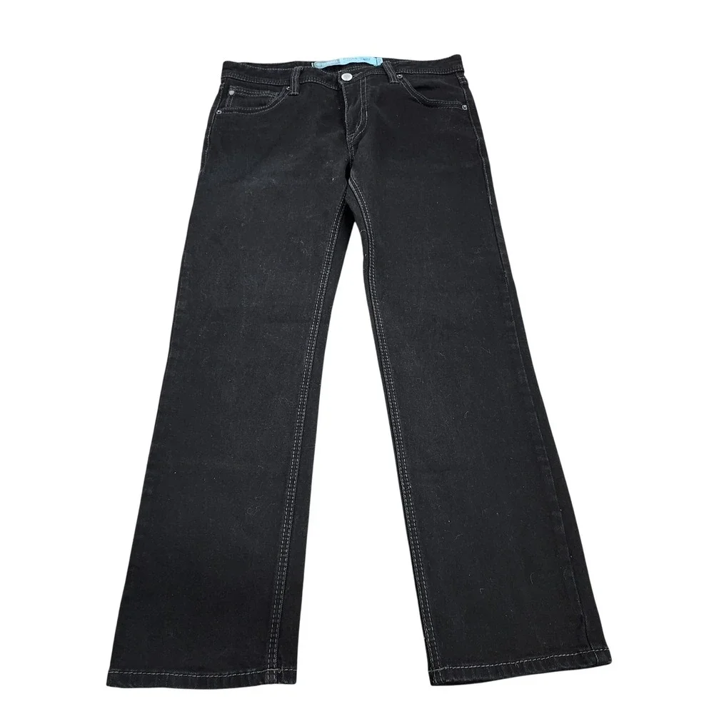 Revolution Revolver Jeans Mens 35x31 Black Dark Wash Slim Bootcut Denim Casual
